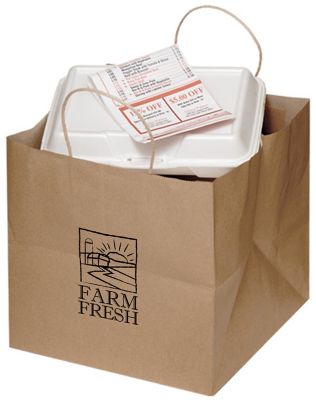 Custom Paper Bags: Natural Kraft Twisted Paper Handle Take Out Bag
