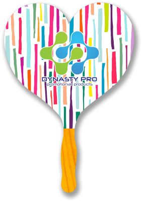 Valentine's Day Promotional Items: Heart Glued Hand Fan With Four Color Process Impri