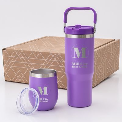 Custom Drinkware Gift Sets: Swing Handle And Cruise Bright Set-Laser Engraved