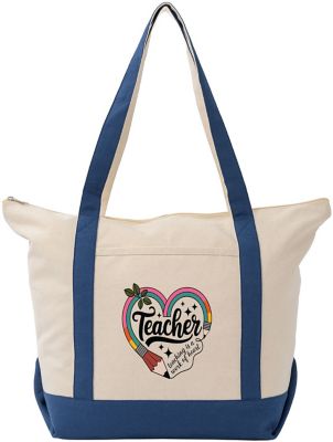 Teacher Appreciation Day Gifts: Full Color Saratoga Zippered Cotton Boat Bag