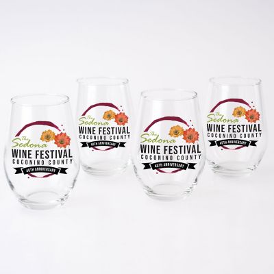 Low Minimums: Full Color Stemless Wine Glass Gift Set Of 4