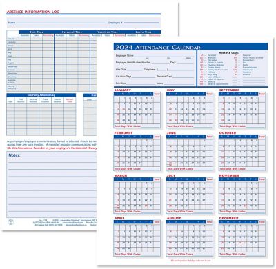 2022 Attendance Calendar Form Amsterdam Printing