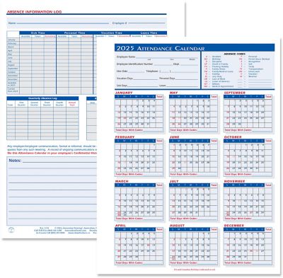 2023 attendance calendar form packs 25 per pack amsterdam printing