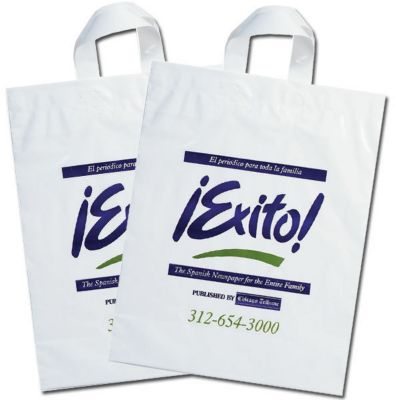 Clear Frosted Soft Loop Plastic Shopper Bag w/Insert (8x4x11) - Flexo  Ink - Display Pros