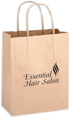 Custom Tote Bag | Promotional Bags: Brown Kraft Shopper Bag 8 x 4.5 x 10.5