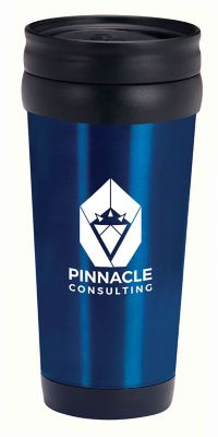 24 Custom Logo Travel Mugs & Tumblers Saratoga Cork Bottom Stainless Tumbler 18 oz Bulk Imprinted Promotional Products Tumblers by Amsterdam Printing