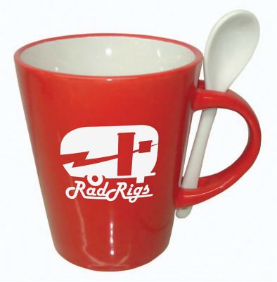 hot chocolate mug with spoon in handle