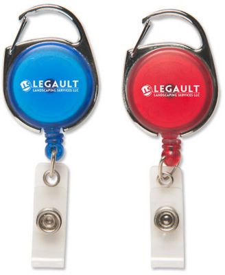 Retractable Style Badge Reel & Metal Carabiner with Logo