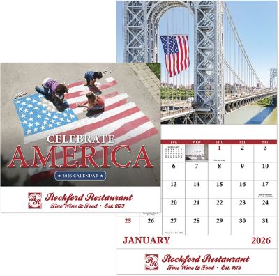 Patriotic Promotional Items: Celebrate America Stapled Wall Calendar