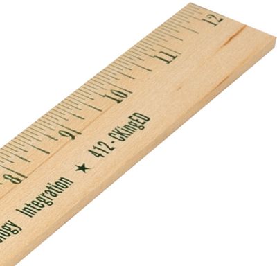 12 Inch Custom Printed Natural Finish Wood Rulers - English Scale