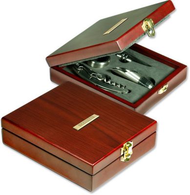 wine tool set in rosewood box