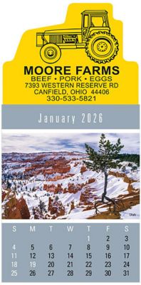 Custom Calendars: Farm Tractor Die-Cut Scenic Stick Up Calendar