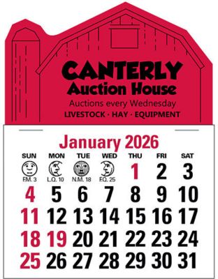 Custom Calendars: Barn Die-Cut Press-N-Stick Calendar