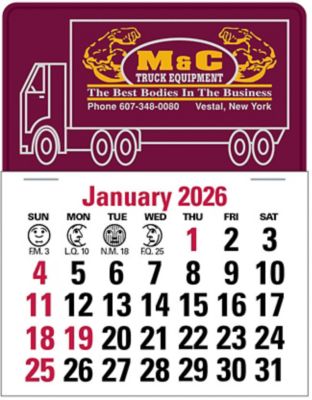 Custom Calendars: Semi Truck Die-Cut Press-N-Stick Calendar