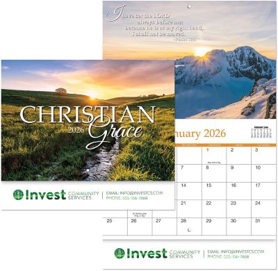 Promotional Wall Calendars: Luxe Christian Grace Stapled Wall Calendar