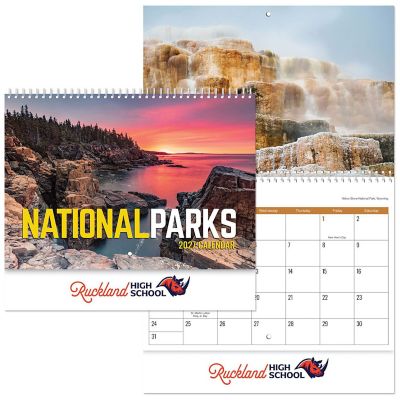 School Promotional Items: Full Color National Parks Spiral Wall Calendar
