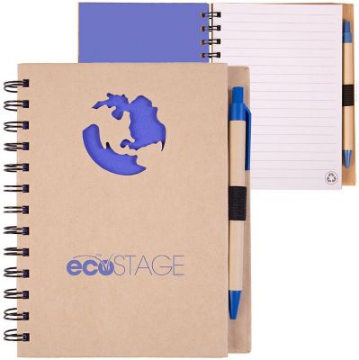 Journal and Pen Gift Sets: Recycled Ecoshapes Recycled Die Cut Notebook: Globe