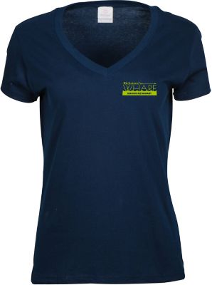 Custom Printed T-Shirts: Screen Printed Ladies 100% Cotton V-Neck T-Shirt