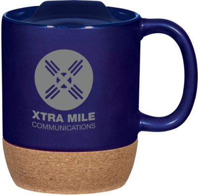 Holiday Gifts for Customers: Cork Base Ceramic Mug With Lid 14 oz