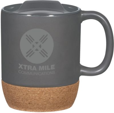 Promotional Mugs: Cork Base Ceramic Mug With Lid 14 oz