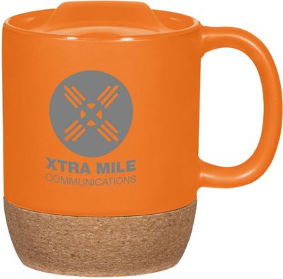 Promotional Mugs: Cork Base Ceramic Mug With Lid 14 oz