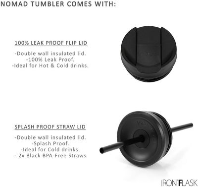 IRON °FLASK Nomad Tumbler - 2 Lids Vacuum Insulated Stainless