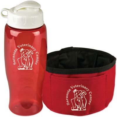 Pet Promotional Products: Thirsty Dog Water Bottle And Bowl Travel Kit