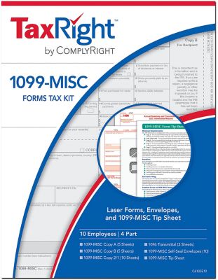 Tax Form Kits: Taxright 1099-Misc 4 Part No Software 10 Recipient