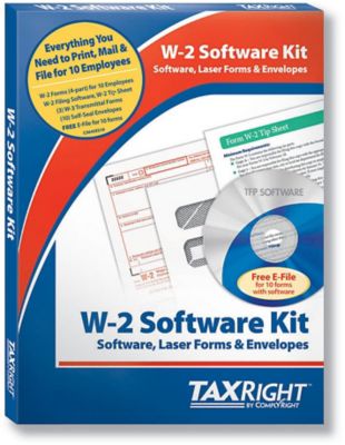 Tax Form Kits: Taxright W-2 4-Part With Software 10 Employees