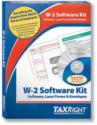 Tax Form Kits: Taxright W-2 4-Part, With Software 25 Employees