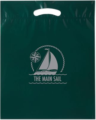Plastic Bag Ban: Die Cut Plastic Bag 9 x 13 Metallic Imprint