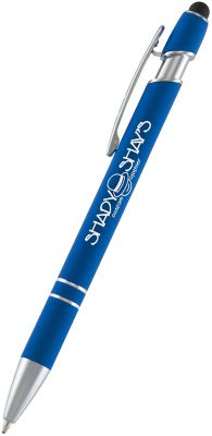 Branded Islander Silver Gel Pen w/ Stylus - Blue Soda Promo
