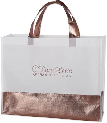 Custom Rose Gold Pens & Products: Flair Metallic Accent Non-Woven Tote Bag