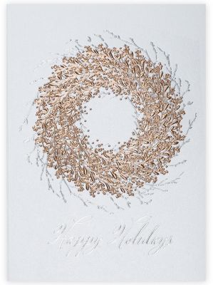 Custom Rose Gold Pens & Products: Rose Gold Wreath Holiday Card