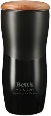 Reno Ceramic Tumbler With Wood Lid 10 oz