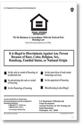 Hud Federal Fair Housing Poster English