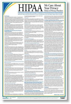 HR Forms: HIPAA Notice Of Privacy Practices Poster 12X17