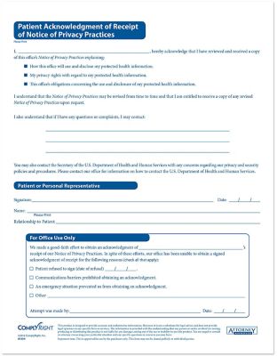 Dental Office Branding: HIPAA Patient Acknowledgement Receipt Of Privacy