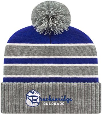 Business Caps and Hats: Double Stripe Ribbed Cuff Knit Cap Embroidered