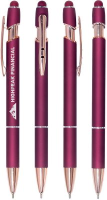 Aluminum Soft Touch Stylus Pen with Rose Gold Accents- Personalization  Available