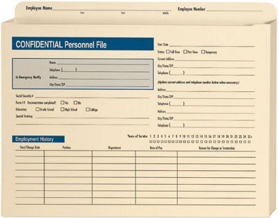 Custom Presentation & Document Folders With Logo: Confidential Personnel File Horizontal Expanded