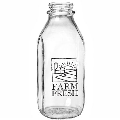 Custom Drinkware: Glass Milk Bottle Quart