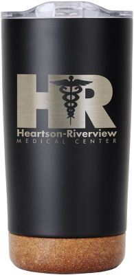 24 Custom Logo Travel Mugs & Tumblers Saratoga Cork Bottom Stainless Tumbler 18 oz Bulk Imprinted Promotional Products Tumblers by Amsterdam Printing