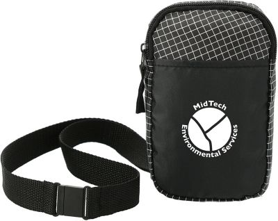Grid Lanyard Crossbody Phone Pouch