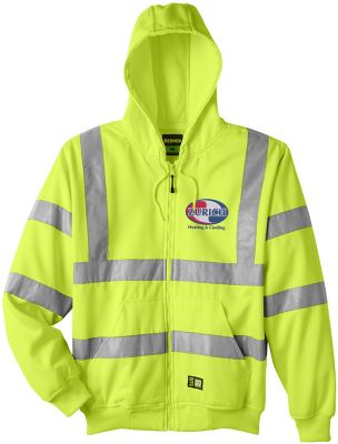 Human Resource Compliance & Safety: Berne Mens Hi-Vis Class 3 Lined Hooded Sweatshirt