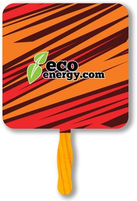 Square Glued Hand Fan With Four Color Process Impr