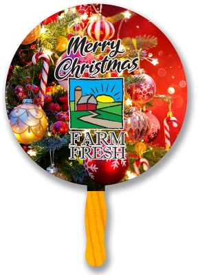 Round Glued Hand Fan With Four Color Process Impri