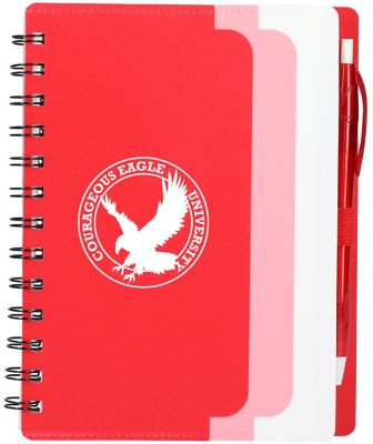 5" x 7" Recycled Dual Pocket Spiral Notebook W Pen