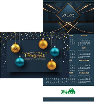 Company Christmas Party Favors: Glistening Bulbs Card To Calendar