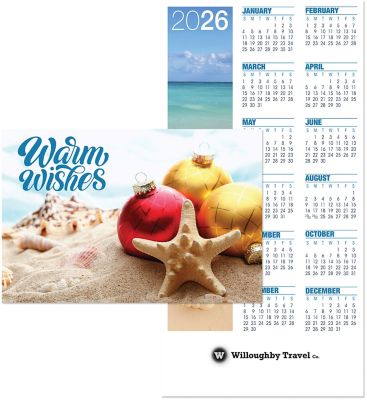 Company Christmas Party Favors: Beach Warm Wishes Card To Calendar